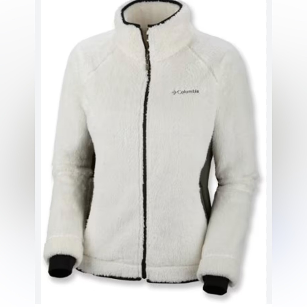 Columbia White and Gray Teddy Jacket Cozy and Stylish Size XS